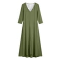 thumbnail image 7 of SETOOFF Women V Neck Long Sleeve Maxi Dress Loose Flowy Solid Color Split Side Long Tunic Dress Casual Vacation Beach Travel Daily Dress, 7 of 7