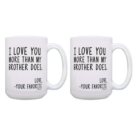 

ThisWear Mom Gift Set Love You More Than My Brother Does Mother Daughter Gifts 2 Pack 15oz Mugs Cups White
