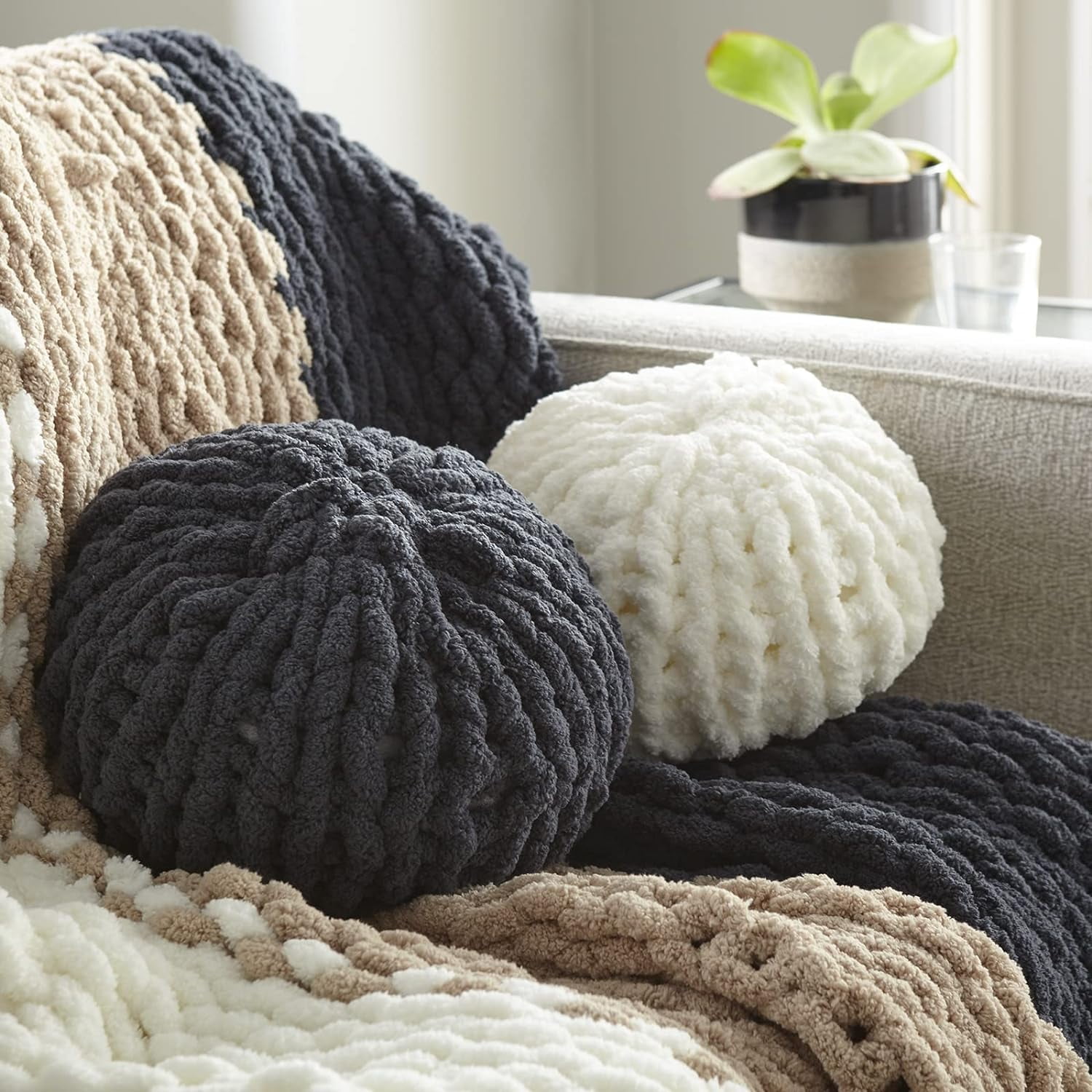 Crafted by Catherine Beige Chunky Chenille Jumbo Yarn, 41 yards, 10.5oz/300g (2 Pack)