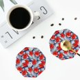 thumbnail image 5 of Pofeuu Leaves And Flowers Print Leather Coasters Set of 6, Round Cups Mugs Mat Pad for Home Kitchen Heat Resistant Drink Coasters,Octagon, 5 of 7