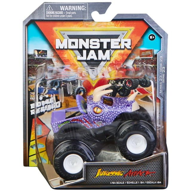Camión fundido a presión Spin Master 1:64 de Monster Jam 2022 con accesorio adicional: Jurassic Attack, favoritos de la arena