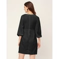 thumbnail image 4 of Moomaya Boat Neck Bodycon Solid Georgette Dress - Women's Stylish Bodycon Dress, 4 of 9