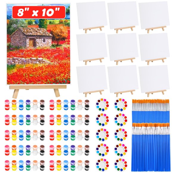 Set de lienzo y caballete para pintar Evatage, 8 x 10 pulgadas, paquete de 10