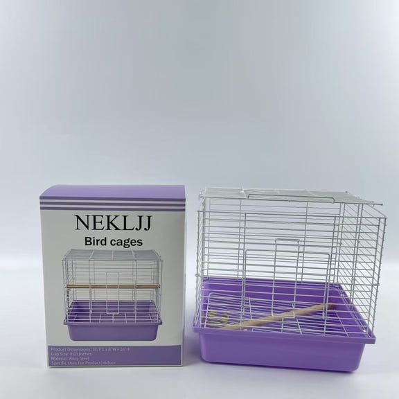 NEKLJJ Bird cages,Pet Products Square Roof Bird Cage Kit - Ideal for Small Birds, Stand Compatible, Simple Cage Assembly, Easy to Clean and Maintain - White and Purple