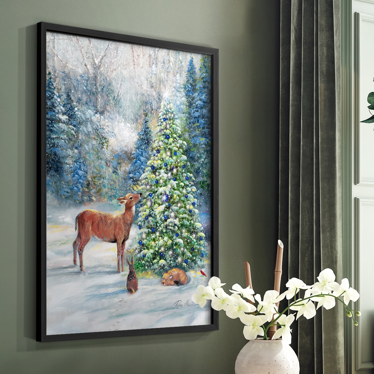 Winter Gathering Framed Print - Solid Wood in Single Picture Frame Solid Wood 2 Framed Print