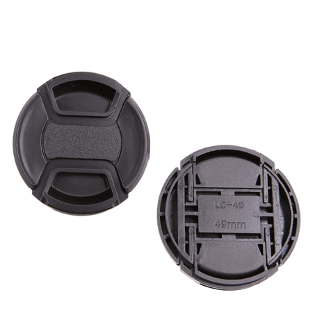 Foto&Tech 2 Pieces Center Pinch Snap-On Front Lens Cap Cover with Anti Lost String Compatible with Nikon Sony Fujifilm Pentax Panasonic Olympus Other DSLR Camera Lens (49mm)