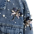 thumbnail image 5 of Women's Personality Jacket Glitter Jean Coat Vintage Design Denim Outwear Long Sleeve Overcoat Button Cardigan Lapel Neck Topcoat Fashion Trendy Coat, 5 of 8