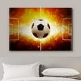thumbnail image 3 of wall26 Canvas Print Wall Art Blazing Fire Vibrant Soccer Ball World Cup Boys Room Decor Sports Fitness Photography Realism Decorative Scenic Multicolor for Living Room, Bedroom, Office - 12"x18&, 3 of 5