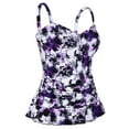 thumbnail image 7 of Hilor Womens 50's Retro Ruched Tankini Tops Ruffle Hem Swimsuit Tops Plus Size Swimwear Tops, 7 of 7