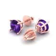 thumbnail image 2 of 1.5 ct Screw-Back Stud Earrings for Women | 6mm Round Cut Natural Amethyst | 18K Rose Gold, 2 of 5