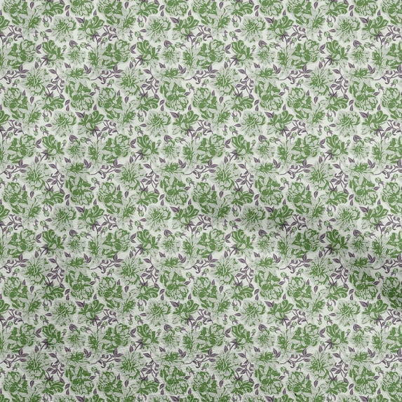 oneOone Velvet Green Fabric Florals Sewing Craft Projects Fabric Prints By Yard 58 Inch Wide