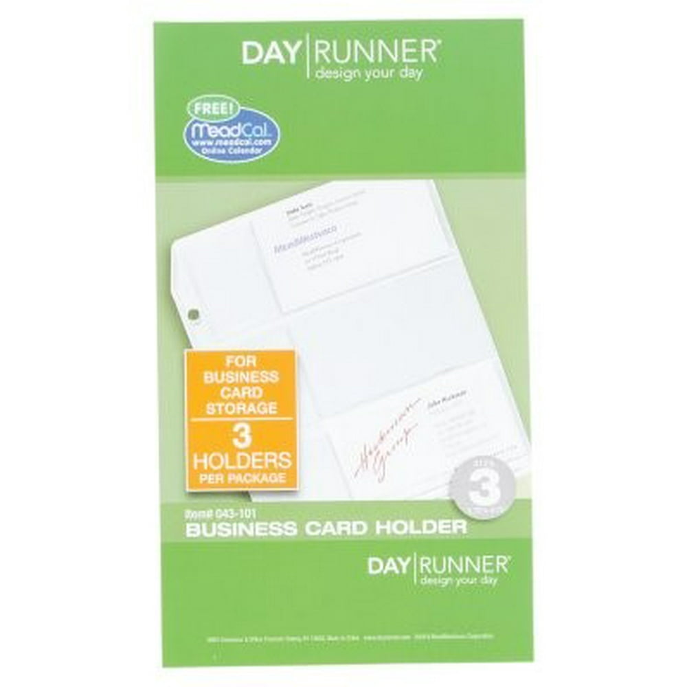 ATAGLANCE Day Runner Business Card Holder, 3 3/4" x 6 3/4", Clear