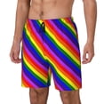 thumbnail image 5 of Men's 2 in 1 Swim Trunks with Compression Liner Pride Rainbow Flag Quick Dry Beach Shorts, 5 of 6