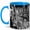 Blue, variant on Cyberpunk City Coffee Mug, Futuristic Anime Cityscape Mug, Sci Fi Gamer Birthday Christmas Gift, Black White Skyline Train Urban Art, 11 oz White Ceramic Coffee Cup Gift for Tea