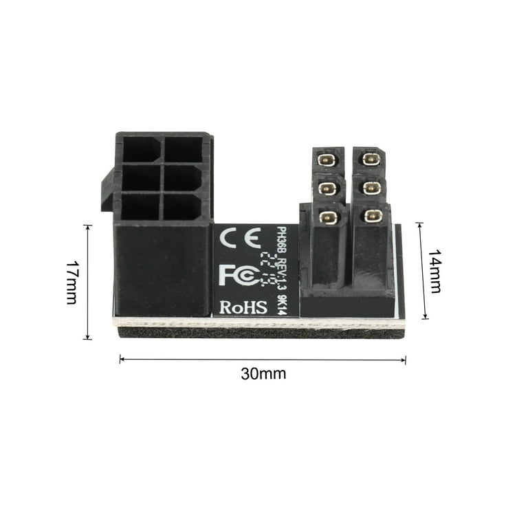 2PCS GPU PCIe 6-Pin 180-Degree Angle Adapters – Up & Down Angled Connectors For Cable Management In Desktops