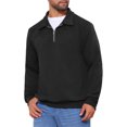 thumbnail image 4 of INSPIRE CHIC Men's Quarter Zip Long Sleeve Knitted Geometric Patterns Pullover Sweatshirt XL Black, 4 of 5