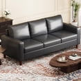 thumbnail image 5 of 85" Leather Couch for Living Room, Modern Leather Sofa with Padded Backrest, Upholstered Sofa with Deep Seat, 3-seat Sofa for Living Room, Bedroom, Office, Black, 5 of 8