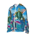 thumbnail image 2 of Daiia Little Sea Turtles UPF 50+ Sun Protection Hoodie Jacket Lightweight Long Sleeve Sun Shirt for Women Men with Pocket Hiking Outdoor-3X-Large, 2 of 9