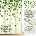 thumbnail image 3 of 72x72 Inches Happy St.Patrick''s Day Shower Curtain Green Clover Shamrock Leaf Irish Spring Clover Saints Patrick Shower Curtains for Bathroom Decor Polyester Fabric with Hooks, 3 of 8