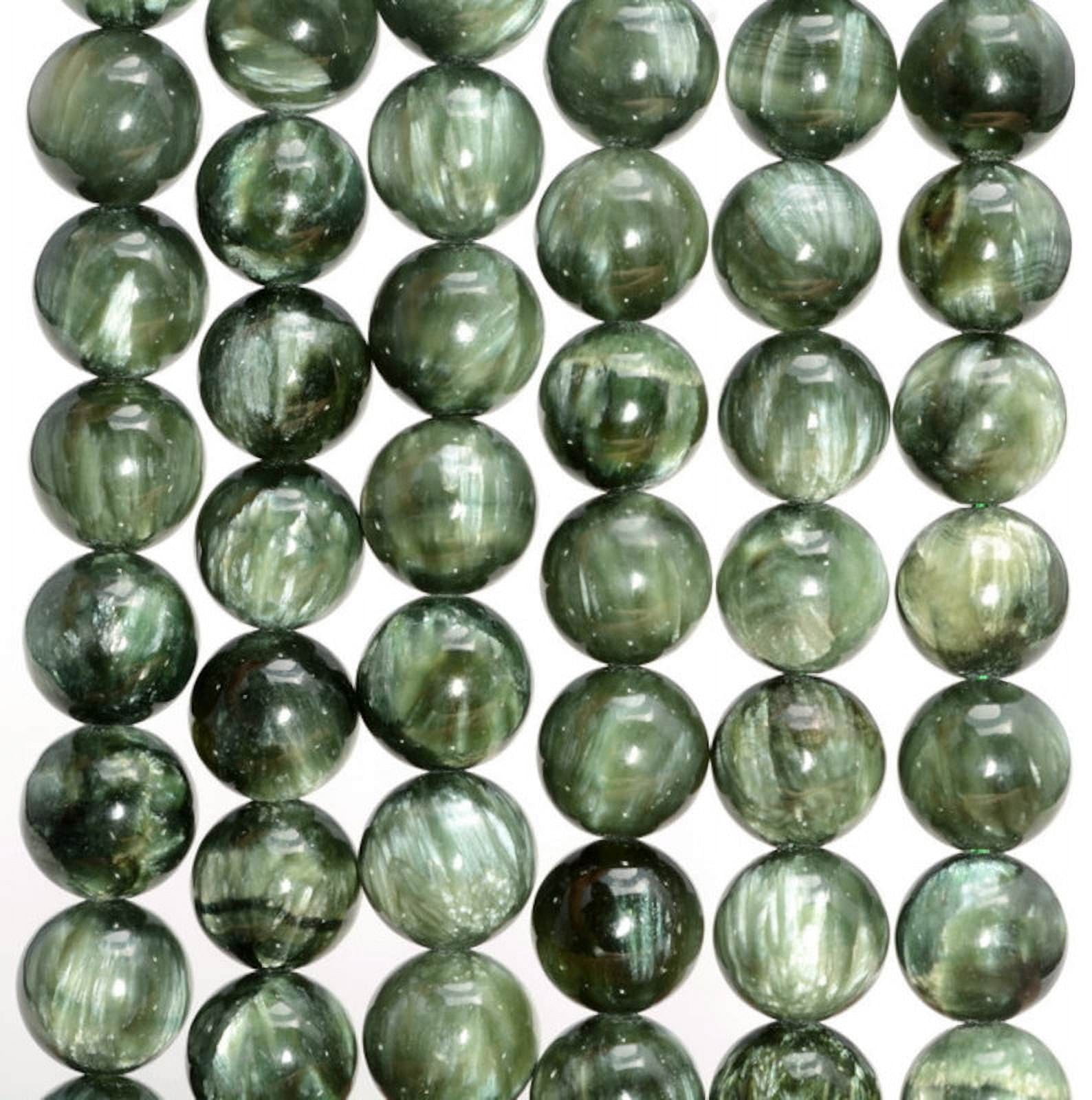 Natural Russian Seraphinite Clinochlore Gemstone Deep Green Smooth Grade 4mm 5mm 6mm 8mm Loose Beads 15.5 Inch