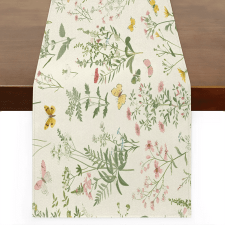 

Qzaxky Table Runner Boho Table Runner Wildflowers Bohemian Boho Outdoor Table Runner Decoration for Indoor Outdoor Home Dinner Party Wedding Decor 13 x 108 Inch