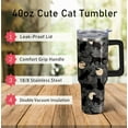 thumbnail image 4 of 40oz Goth Cat Tumbler with Handle and Straw, Gothic Stainless Steel Insulated Cup with Lid, Travel Coffee Mug Water Bottle, Halloween Birthday Mothers Day Gifts for Women Men Animal Lovers, 4 of 6