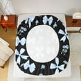 thumbnail image 5 of Feelyou Black Blue Bowknot Ribbon Queen Sheet Sets, Boho Flower Floral Bed Set, 4pcs, 5 of 7