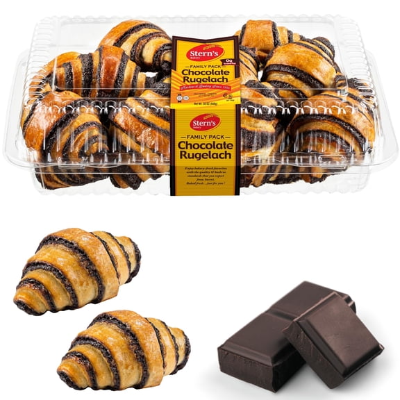 Chocolate Croissants | Chocolate Buns | Breakfast Pastry | Approx 20 Rugelach Pastries Chocolate Croissants | No Coloring Added | Dairy & Nut Free | Sterns Bakery (Club Size - 19 oz )