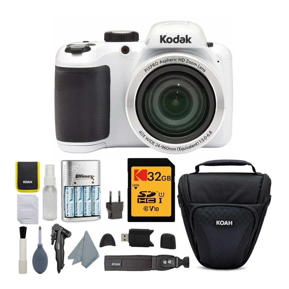 Kodak PIXPRO AZ401 Astro Zoom Digital Camera (White) Bundle with