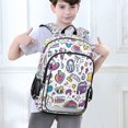 thumbnail image 6 of FORMRS Unisex School Backpack 17" Student Travel Bag with Laptop Compartment, Purple Doodle Pattern, 6 of 7