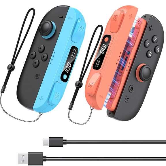 Mando con batería de 3700 mAh: carga rápida en 3,5 horas, pantalla LED, botones SR y SL más grandes, reproducción y carga simultáneas, compatible con el Joy-Con de Nintendo Switch 2
