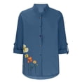 thumbnail image 4 of Polos pour Femmes Chemise à Col à Revers Colorée à Boutons Imprimée Haut à Manches Longues, 4 of 9