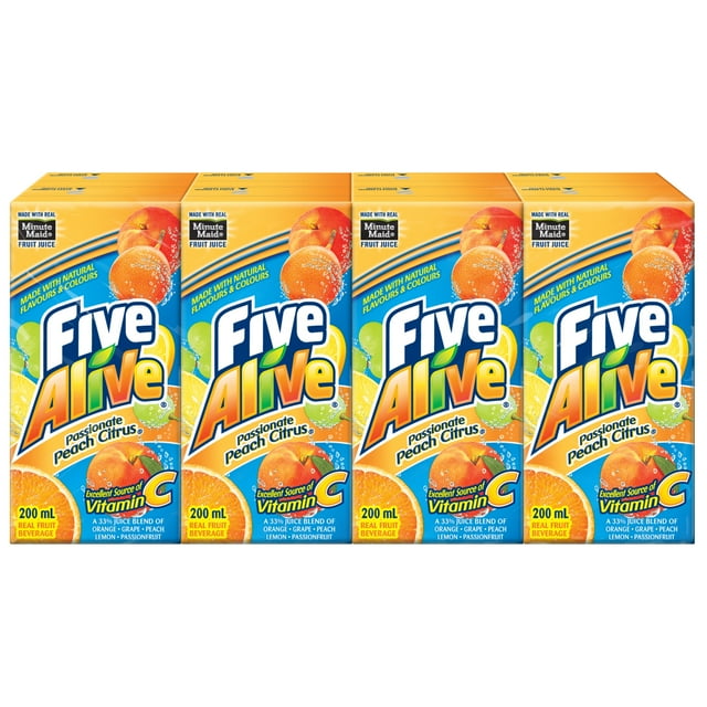 Five Alive Passionfruit Peach Citrus Cartons, 200 mL, 8 Pack