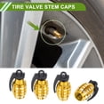 thumbnail image 2 of Unique Bargains 4 Pcs Tire Valve Stem Caps Decorative Grenade Shape Tyre Valve Dust Covers Aluminum Alloy Plastic  Gold Tone 29mm, 2 of 7