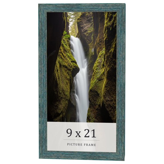9x21 Frame Blue Rustic Barnwood Solid Wood Picture Frame Width 1.25 Inches | Interior Depth 0.5