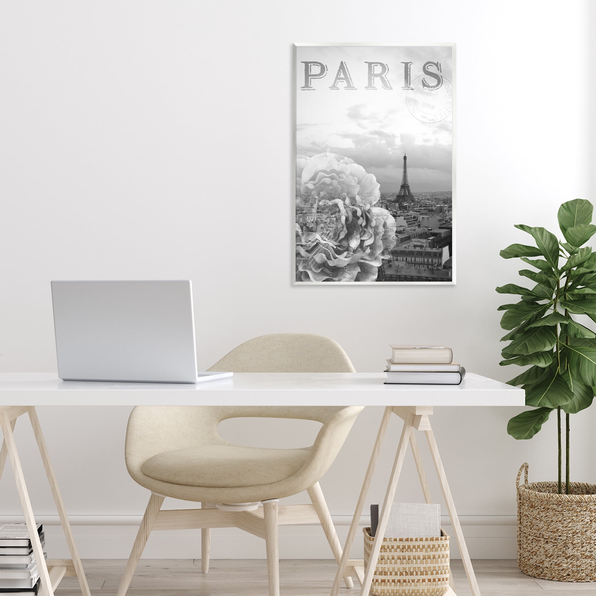 Stupell Industries Paris Postcard in Monochrome Wall Plaque Art, design by Emily Navas