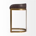 thumbnail image 3 of Maklaine 29" Total Height Brown Leather Seat Gold Metal Base Stool, 3 of 6