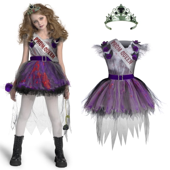 Joyfy Zombie Prom Queen Costume for Girls, Halloween Costumes for Kids, Zombie Princess Outfit for Girls Halloween Party Cosplay