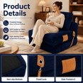 thumbnail image 3 of Miniyam Folding Floor Chair Bed, 3-in-1 Convertible Floor Sofa Bed with Flannelette Upholstery and Side Pockets, Blue, 3 of 8