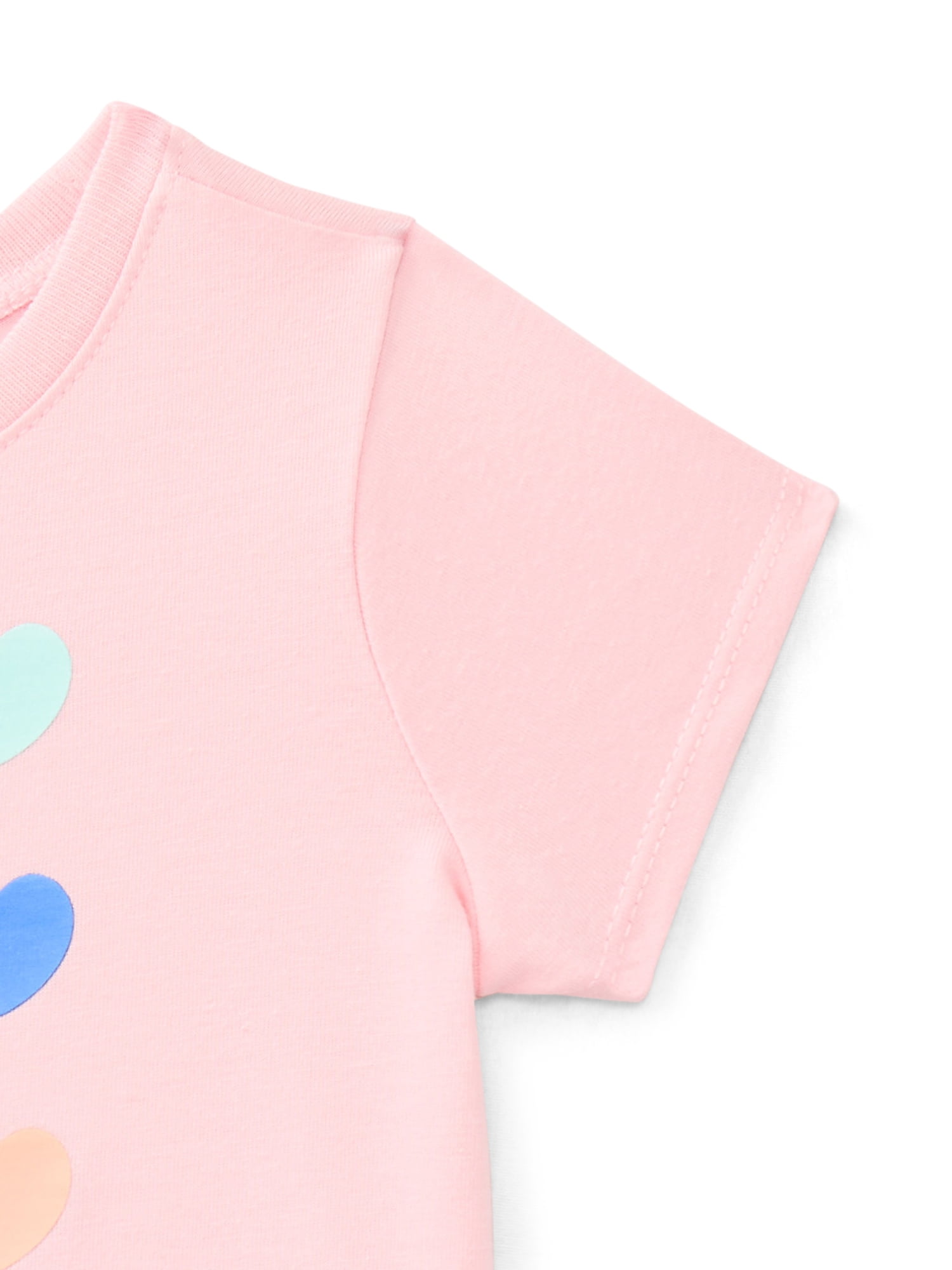 Wonder Nation Baby Girls Crewneck Tee with Short Sleeves, Sizes 0/3M-24M