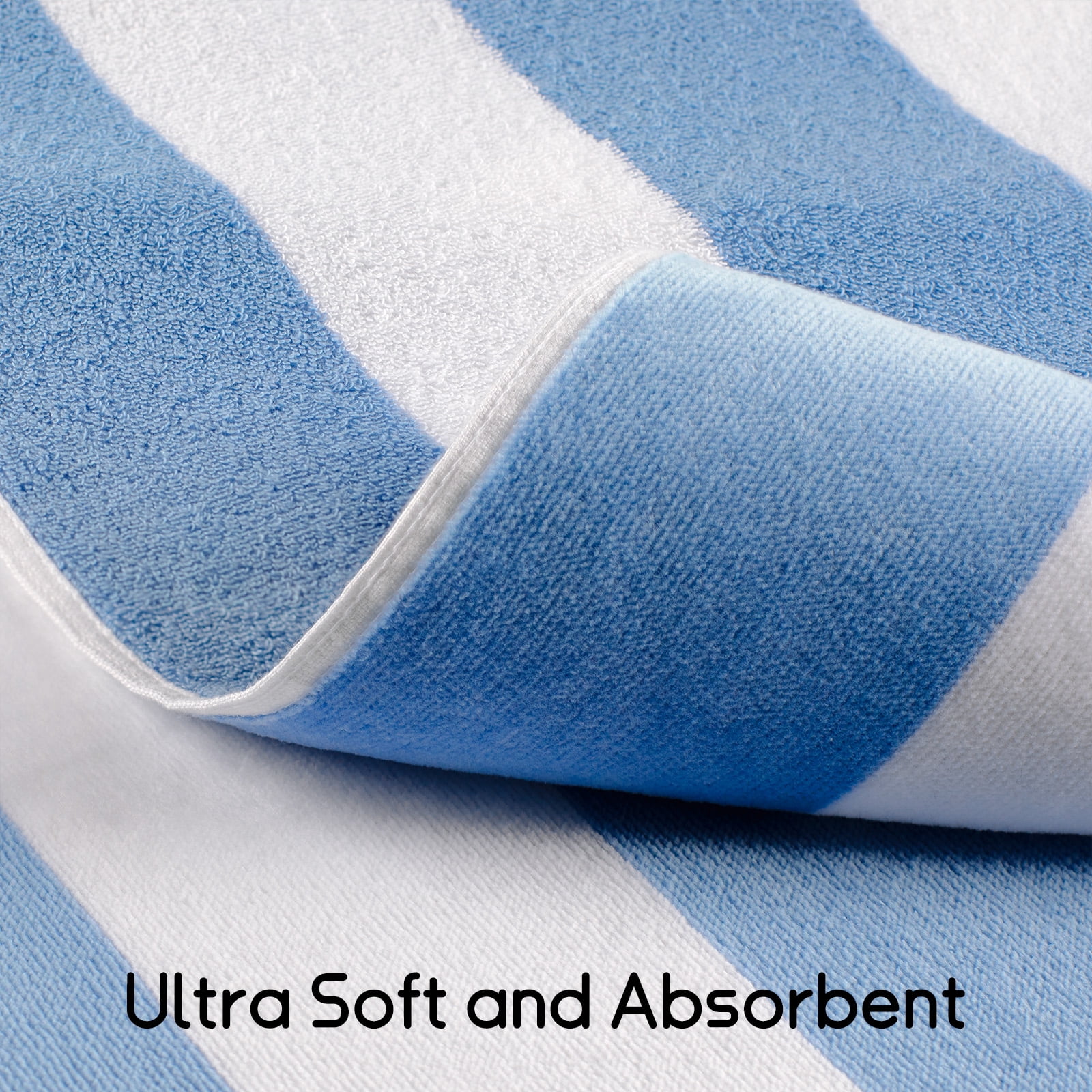Ouxiaobai Cotton Oversized Beach Towel - 35 x 70 Inch Large Size Pool Towel, Striped Cabana Swim Towel