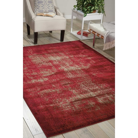 Nourison Karma Damask Red 3'9" x 5'9" Area Rug, (4x6)