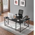 thumbnail image 3 of VECELO L-Shaped Computer Desk and Chair Set, Writing Desk For Home Office, Black, 3 of 11