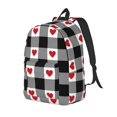 thumbnail image 1 of Balery Heart Black Buffalo Plaid Gingham Mochila Clásica Impresa Básica para Viaje, Mochila Escolar Resistente al Agua, Mochila de Lona con Correas Ajustables-Small, 1 of 5