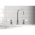 thumbnail image 2 of Kingston Brass FSC8931DPL Paris Two-Handle 3-Hole Deck Mount Widespread Bathroom Faucet with Brass Pop-Up in Polished Chrome, 2 of 7