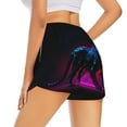 thumbnail image 4 of Picia Futuristic Purple Panther A、 Pattern Women's 2 in 1 Athletic Running Shorts High Waisted Workout Casual Gym Sweat Shorts with Comfy Liner Zipper Pockets-Small, 4 of 9