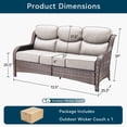 thumbnail image 7 of Unnifurnzi Outdoor Sofas All Weather Wicker Outdoor Couch with 6 Inch Thick Cushions Outdoor Furniture Couch for Porch Poolside Balcony-Brown/Beige, 7 of 7