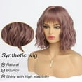 thumbnail image 3 of Short White Silver Wigs for Women Ombre Grey Wavy Bob Wig with Bangs Medium Length Synthetic Hair Water Wave Dark Roots Wig Gray Colorful Wigs（12 Inches）, 3 of 13
