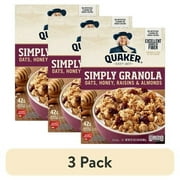 (3 pack) Quaker Simply Granola Breakfast Cereal, Oats Honey Raisins & Almonds, 24.1 oz Box
