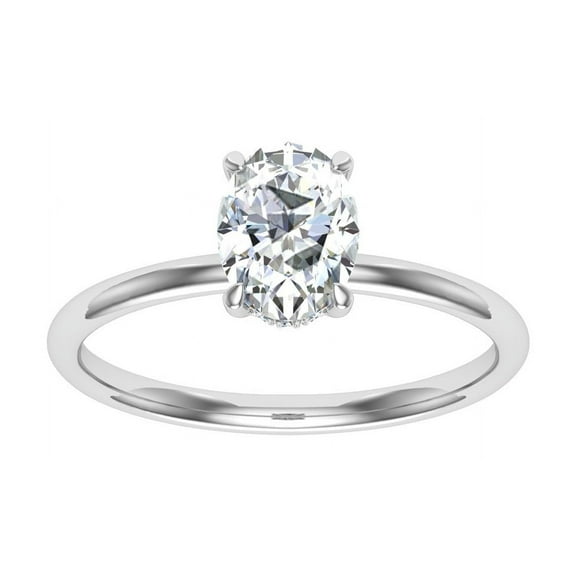 Oryn Jewel 14K White Gold Over Ring - 2 Ct Oval Cut Lab Created Diamond Ring - Engagement Wedding Hidden Halo Ring for Women - Solitaire Diamond Ring for Her - Gift for Celebrating Togetherness